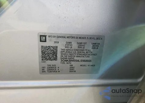 2020 Chevrolet Blazer 2Lt z USA, uszkodzony, nr VIN 3GNKBHRS4LS568665